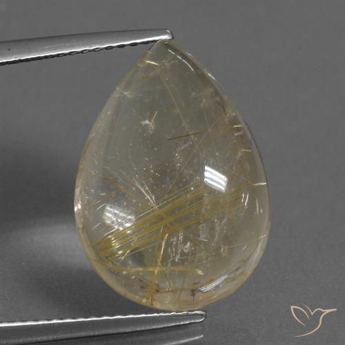 12.09ct Naturale Giallo chiaro Quarzo rutilo, Forma a pera, Trasparente