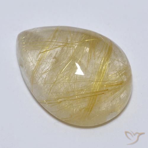 7.56ct Naturale Giallo medio Quarzo rutilo, Forma a pera, Trasparente