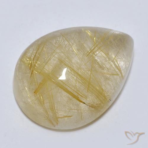 Quarzo rutilo Giallo medio naturale da 7.56 ct, Forma a pera, Trasparente