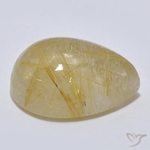 Quarzo rutilo Giallo medio naturale da 7.56 ct, Forma a pera, Trasparente