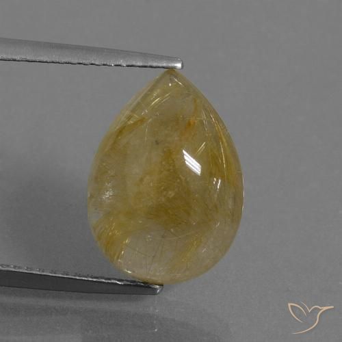 7.53ct Naturale Giallo caldo Quarzo rutilo, Forma a pera, Traslucido