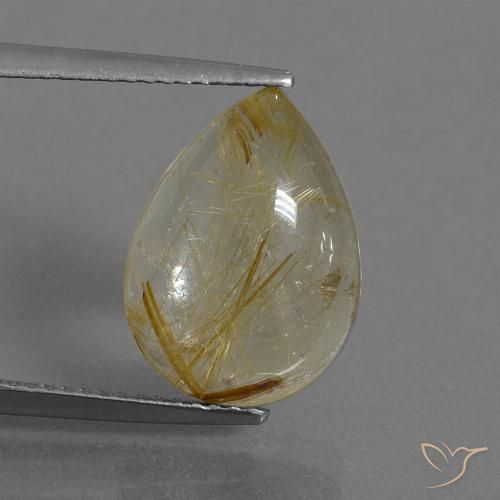5.72ct Naturale Giallo terroso Quarzo rutilo, Forma a pera, Trasparente