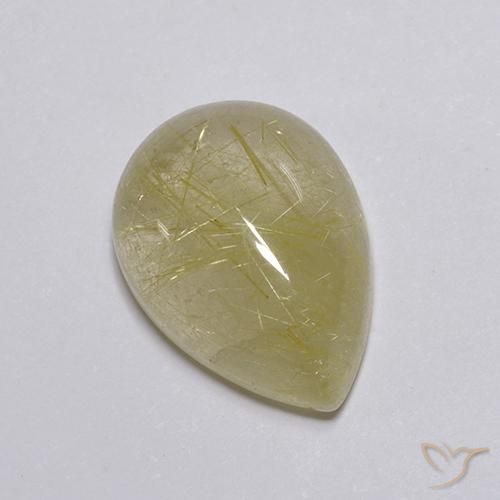 Quarzo rutilo Giallo chiaro naturale da 8.03 ct, Forma a pera, Trasparente