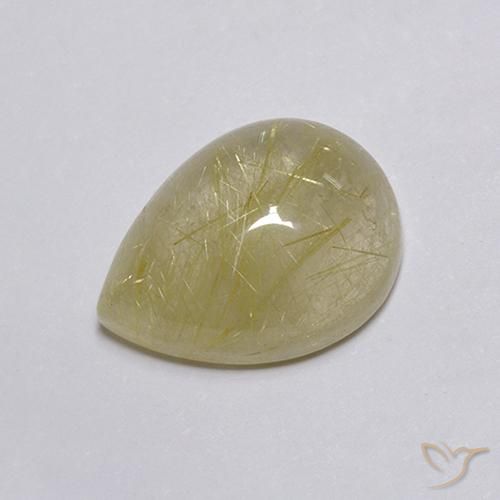 Quarzo rutilo Giallo chiaro naturale da 8.03 ct, Forma a pera, Trasparente