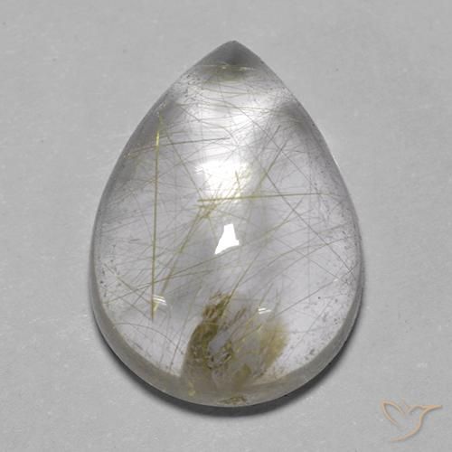 7.43ct Naturale Giallo chiaro Quarzo rutilo, Forma a pera, Trasparente