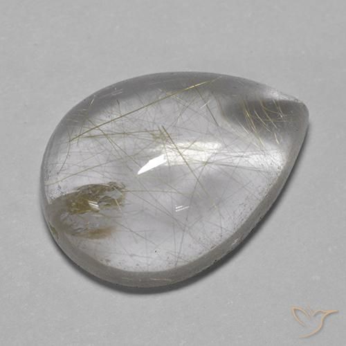 Quarzo rutilo Giallo chiaro naturale da 7.43 ct, Forma a pera, Trasparente