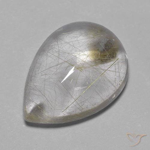 Quarzo rutilo Giallo chiaro naturale da 7.43 ct, Forma a pera, Trasparente