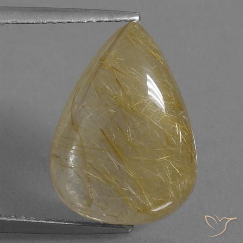 10.92ct Naturale Marrone Dorato Molto Chiaro Quarzo rutilo, Forma a pera, Trasparente