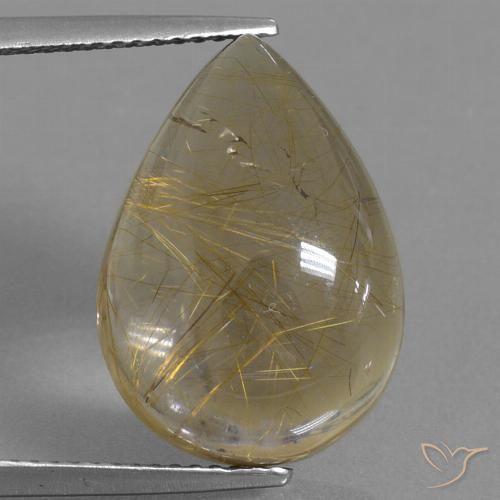 12.87ct Naturale Marrone Dorato Molto Chiaro Quarzo rutilo, Forma a pera, Trasparente