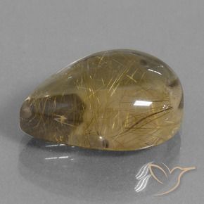 Quarzo rutilo Marrone Dorato Molto Chiaro naturale da 12.87 ct, Forma a pera, Trasparente
