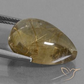 Quarzo rutilo Marrone Dorato Molto Chiaro naturale da 12.87 ct, Forma a pera, Trasparente