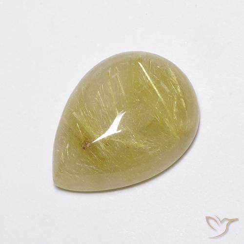 Quarzo rutilo Giallo terroso chiaro naturale da 7.45 ct, Forma a pera, Traslucido