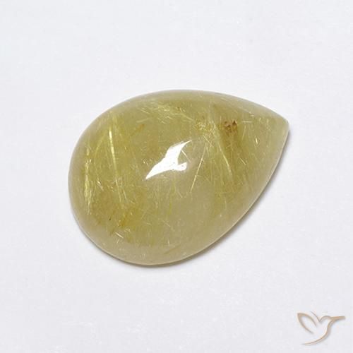 Quarzo rutilo Giallo terroso chiaro naturale da 7.45 ct, Forma a pera, Traslucido
