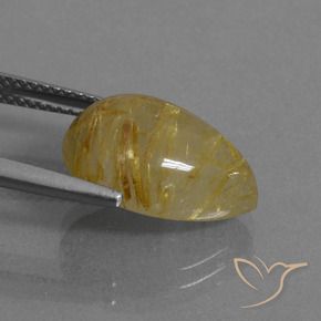 Quarzo rutilo Giallo di Digione naturale da 6.94 ct, Forma a pera, Traslucido
