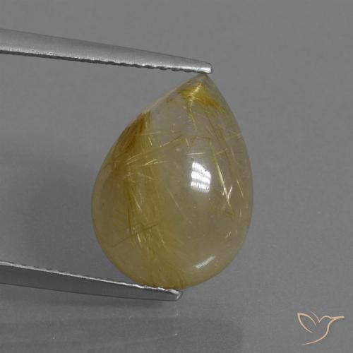 7.25ct Naturale Giallo caldo Quarzo rutilo, Forma a pera, Traslucido