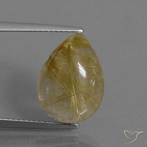 7.54ct Naturale Marrone Dorato Molto Chiaro Quarzo rutilo, Forma a pera, Trasparente