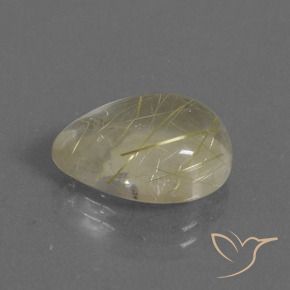 Quarzo rutilo Giallo chiaro naturale da 7.67 ct, Forma a pera, Trasparente