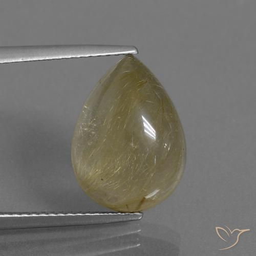 7.41ct Naturale Marrone Dorato Molto Chiaro Quarzo rutilo, Forma a pera, Trasparente