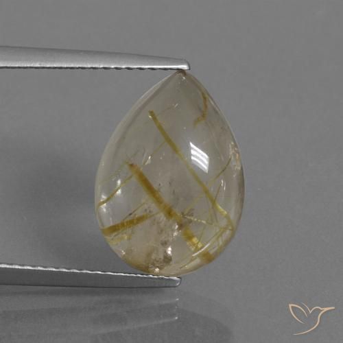 6.86ct Naturale Marrone Dorato Molto Chiaro Quarzo rutilo, Forma a pera, Trasparente