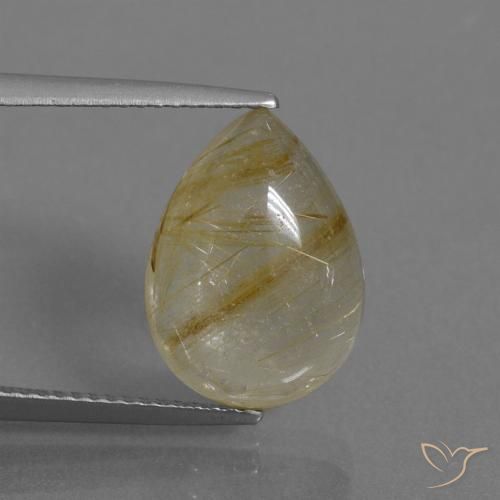 6.12ct Naturale Marrone Dorato Molto Chiaro Quarzo rutilo, Forma a pera, Trasparente, Photo A