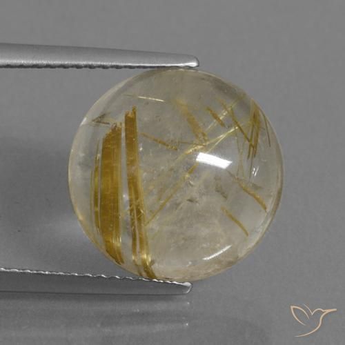 8.00ct Naturale Marrone Dorato Molto Chiaro Quarzo rutilo, Rotondo, Trasparente