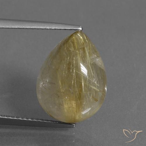 9.50ct Naturale Marrone Dorato Molto Chiaro Quarzo rutilo, Forma a pera, Trasparente