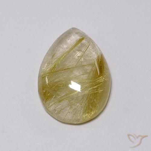 7.58ct Naturale Marrone Dorato Molto Chiaro Quarzo rutilo, Forma a pera, Trasparente