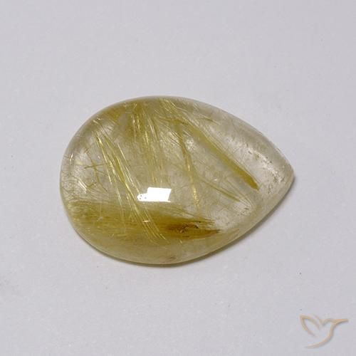 Quarzo rutilo Marrone Dorato Molto Chiaro naturale da 7.58 ct, Forma a pera, Trasparente