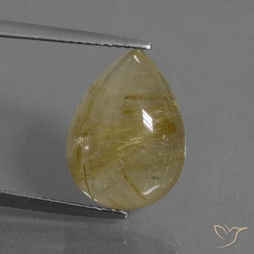 8.60ct Naturale Marrone Dorato Molto Chiaro Quarzo rutilo, Forma a pera, Traslucido