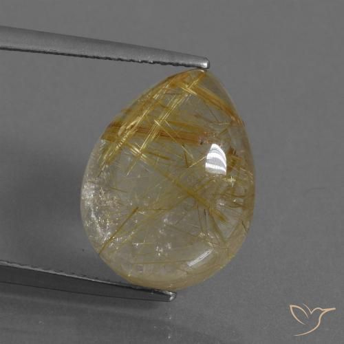 11.11ct Naturale Marrone Dorato Molto Chiaro Quarzo rutilo, Forma a pera, Trasparente