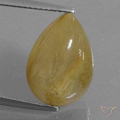 7.37ct Naturale Giallo terroso Quarzo rutilo, Forma a pera, Traslucido