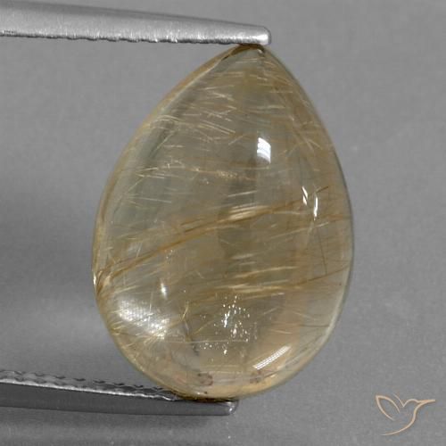 7.59ct Naturale Marrone Dorato Molto Chiaro Quarzo rutilo, Forma a pera, Trasparente