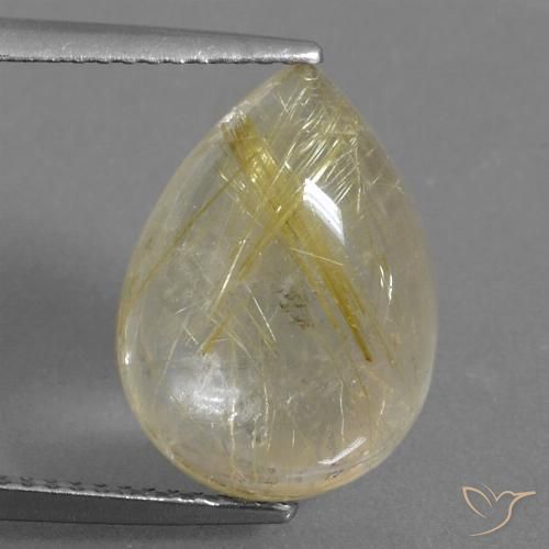 7.30ct Naturale Giallo pallido Quarzo rutilo, Forma a pera, Trasparente