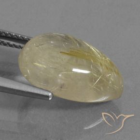 Quarzo rutilo Giallo pallido naturale da 7.30 ct, Forma a pera, Trasparente