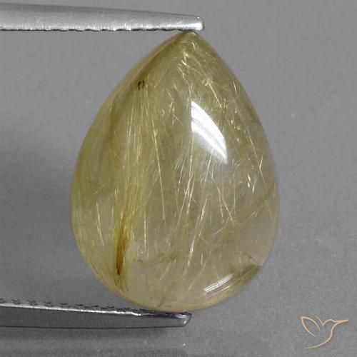 7.30ct Naturale Giallo medio Quarzo rutilo, Forma a pera, Trasparente