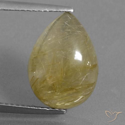 6.34ct Naturale Giallo pallido Quarzo rutilo, Forma a pera, Traslucido