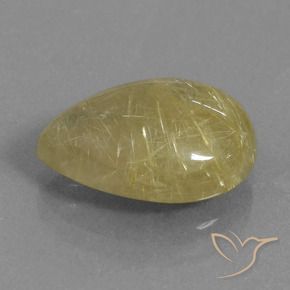 Quarzo rutilo Giallo pallido naturale da 6.34 ct, Forma a pera, Traslucido