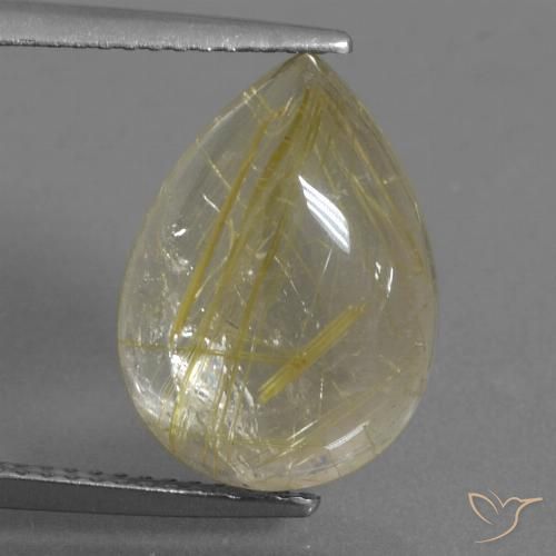 8.32ct Naturale Giallo Digione molto chiaro Quarzo rutilo, Forma a pera, Trasparente