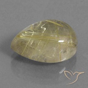 Quarzo rutilo Giallo Digione molto chiaro naturale da 8.32 ct, Forma a pera, Trasparente