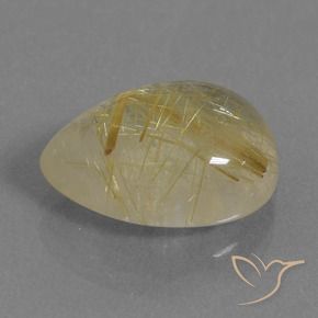Quarzo rutilo Giallo caldo naturale da 7.32 ct, Forma a pera, Trasparente