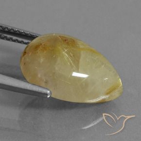 Quarzo rutilo Giallo chiaro naturale da 6.71 ct, Forma a pera, Traslucido