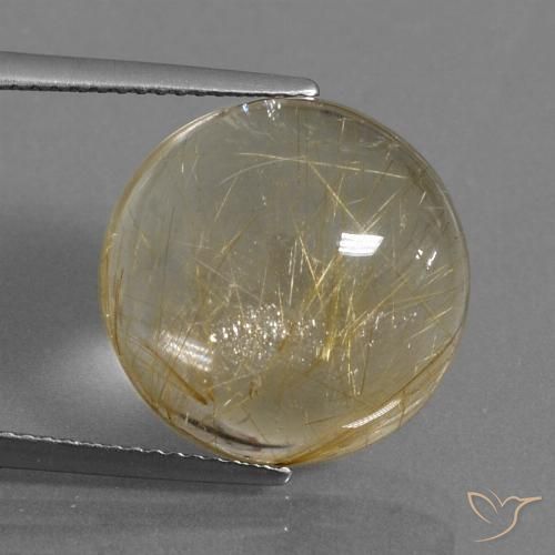 13.08ct Naturale Marrone Dorato Molto Chiaro Quarzo rutilo, Rotondo, Trasparente