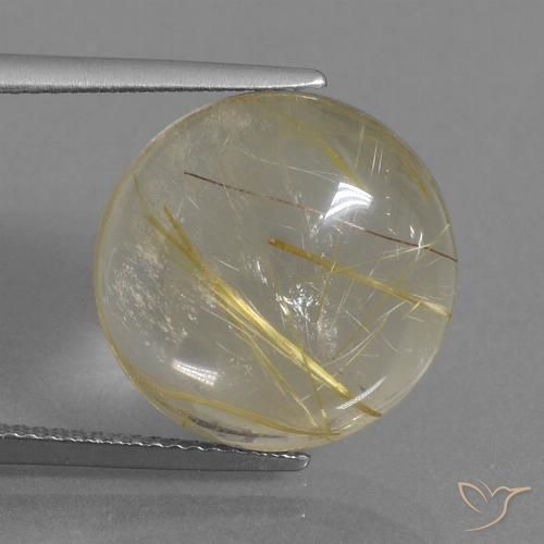 Quarzo rutilo Giallo chiaro naturale da 11.39 ct, Rotondo, Trasparente