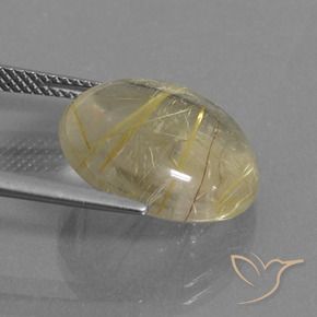 Quarzo rutilo Giallo chiaro naturale da 11.39 ct, Rotondo, Trasparente
