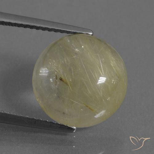 7.54ct Naturale Giallo chiaro Quarzo rutilo, Rotondo, Trasparente
