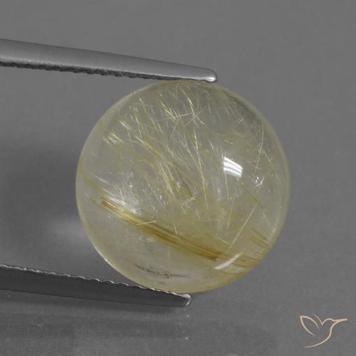 6.74ct Naturale Giallo chiaro Quarzo rutilo, Rotondo, Trasparente