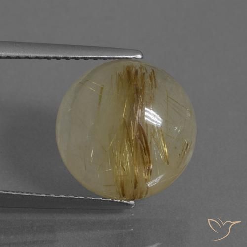7.12ct Naturale Marrone Dorato Molto Chiaro Quarzo rutilo, Rotondo, Traslucido