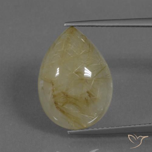9.75ct Naturale Giallo Toscana Quarzo rutilo, Forma a pera, Traslucido