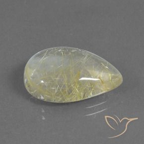 Quarzo rutilo Giallo banana naturale da 10.33 ct, Forma a pera, Trasparente