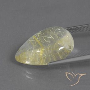 Quarzo rutilo Giallo banana naturale da 10.33 ct, Forma a pera, Trasparente